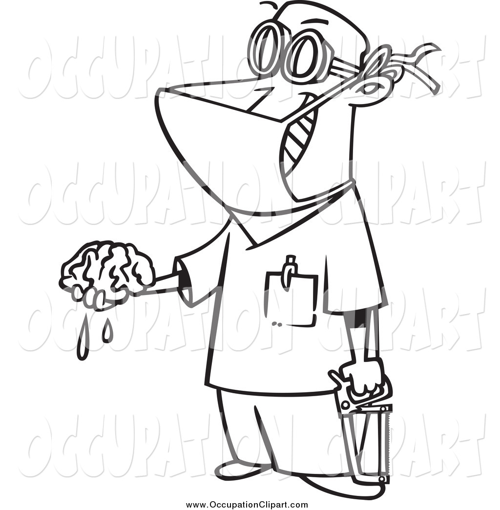 Larger Preview  Clip Art Of A Black And White Male Surgeon Holding A