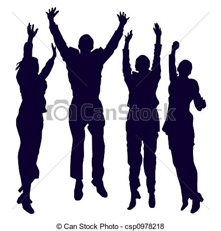 Stock Illustration Of Office People Jumping Black Silhouettes Vector