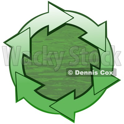 Clipart Illustration Of A Circle Of Gradient Green Arrows Around Green