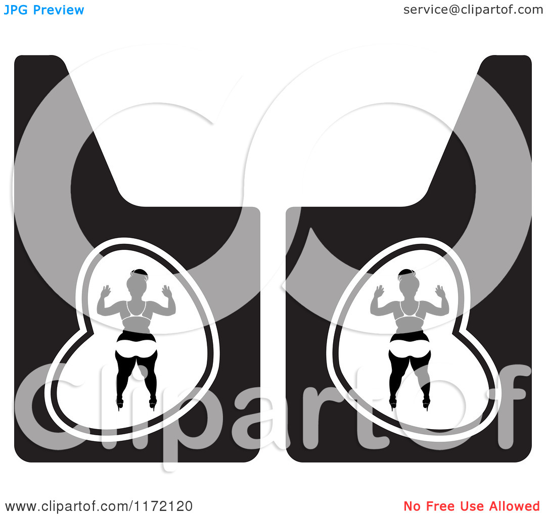 Clipart Of A Chubby Woman In A Bikini On Vehicle Mud Flaps 2   Royalty