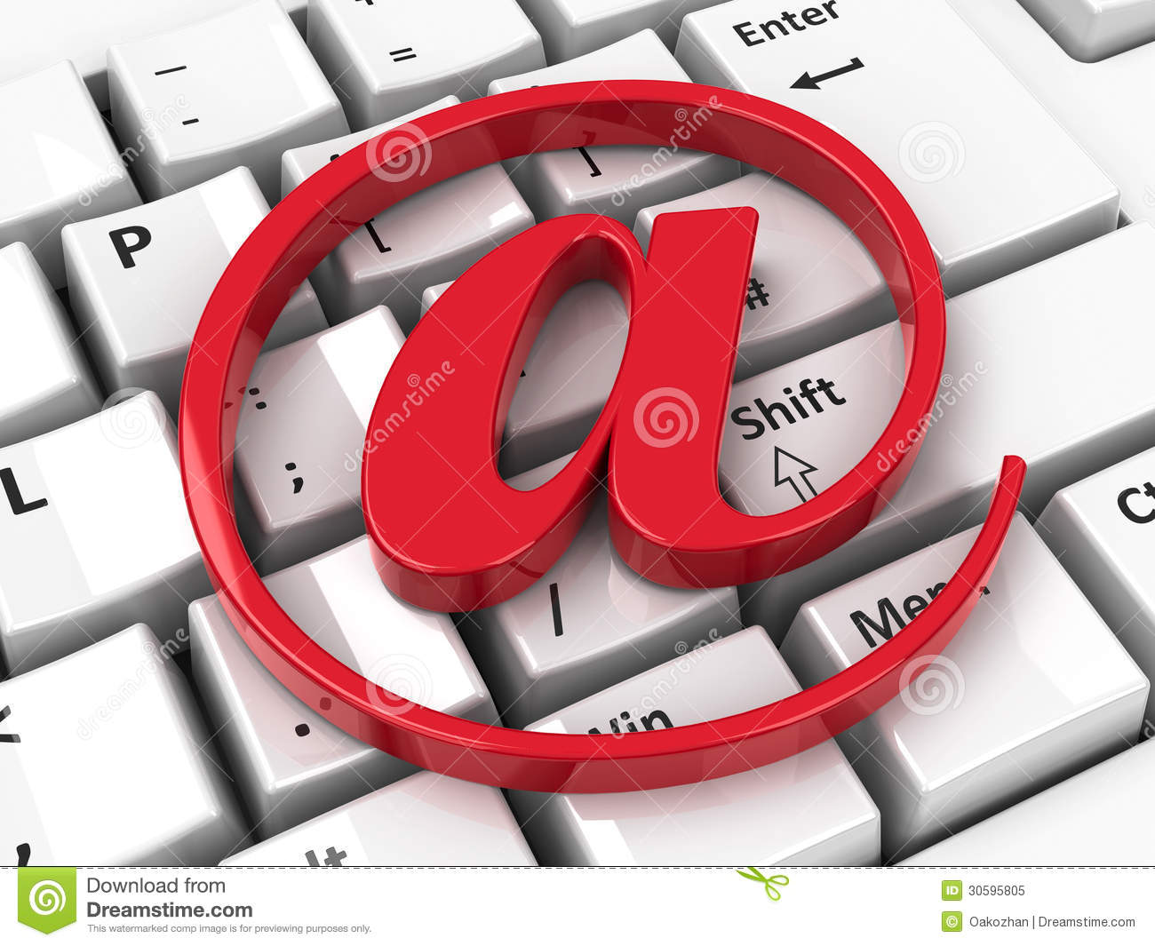 Red E Mail Icon On Computer Keyboard Background Three Dimensional