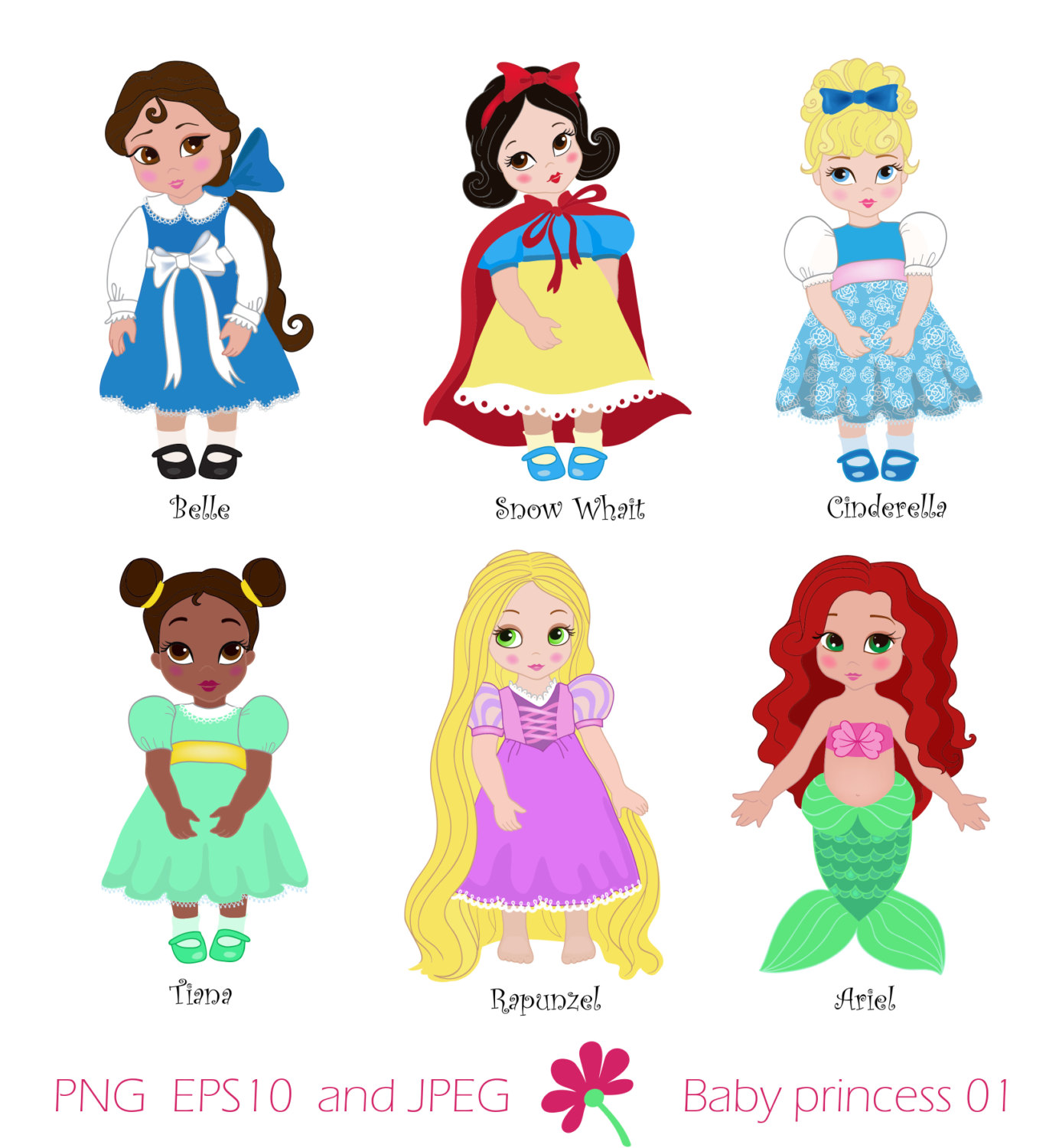Princess In Childhood Digital Clipart Set Baby By Sandydigitalart