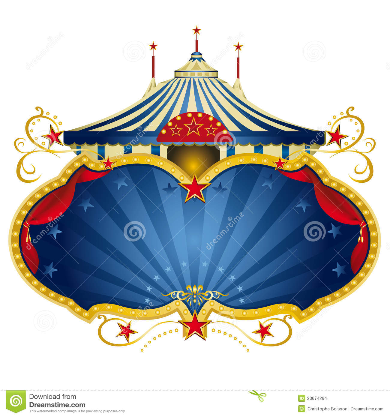 Circus Frame With A Big Top And A Large Copy Space With Curtains For