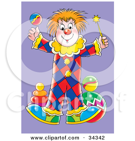 Clipart Illustration Of A Cute Circus Clown Juggling A Ball And Magic