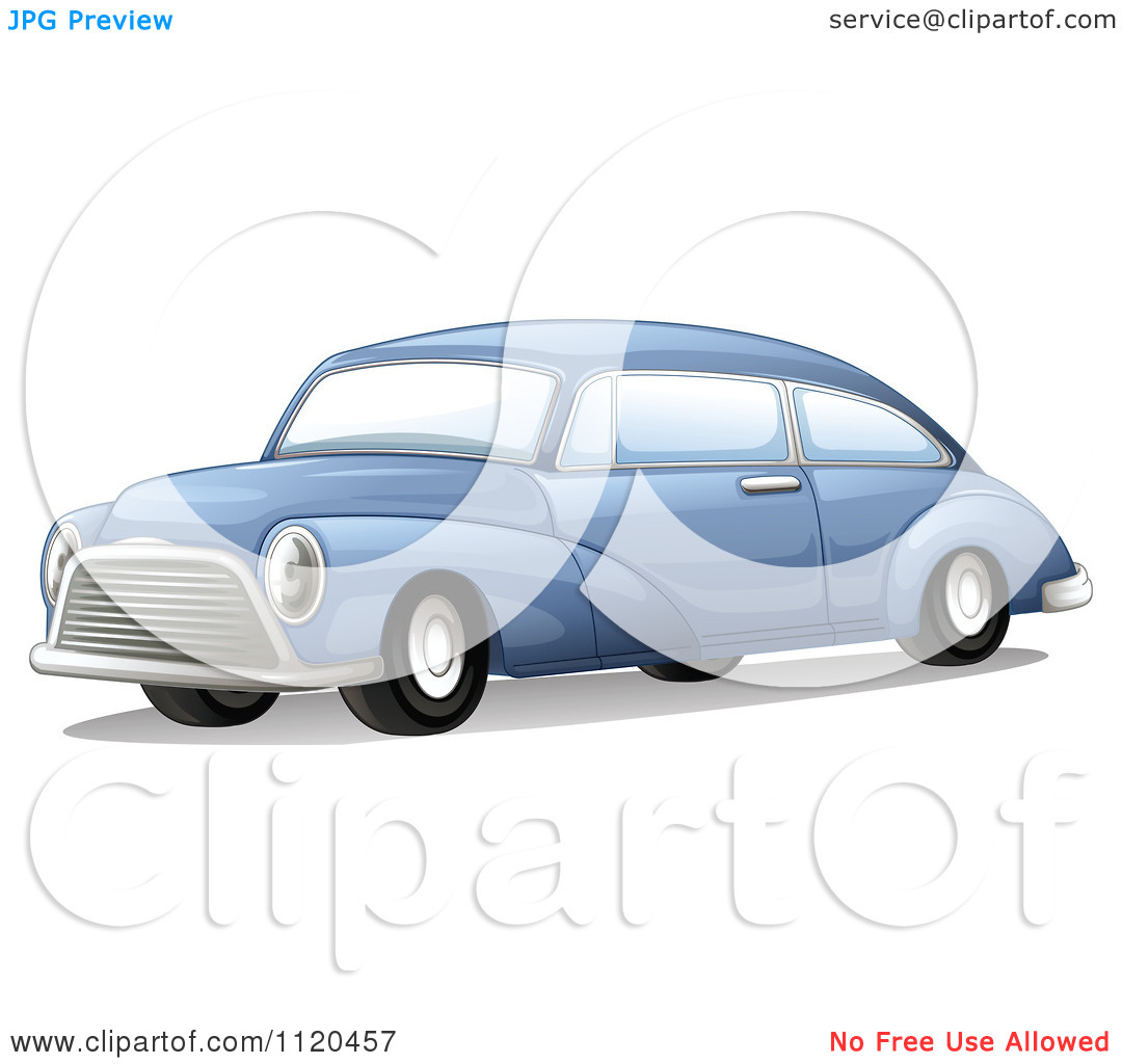 Clipart Of A Vintage Blue Car   Royalty Free Vector Illustration By