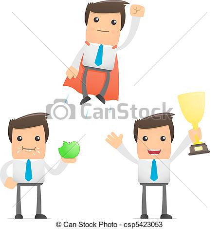 Vector   Set Of Funny Cartoon Manager   Stock Illustration Royalty
