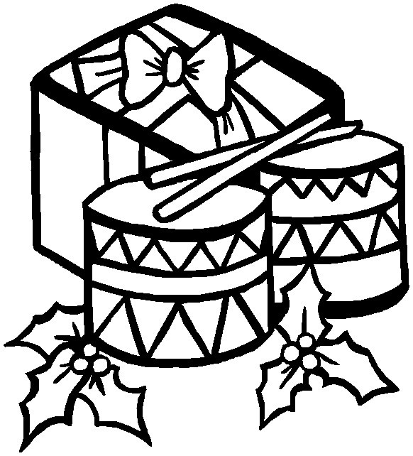 Printable Christmas Coloring Page  Drums And Gift