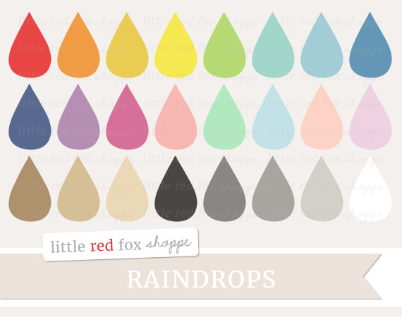 Raindrop Clipart Rain Drop Digital Clip Art By Littleredfoxshoppe