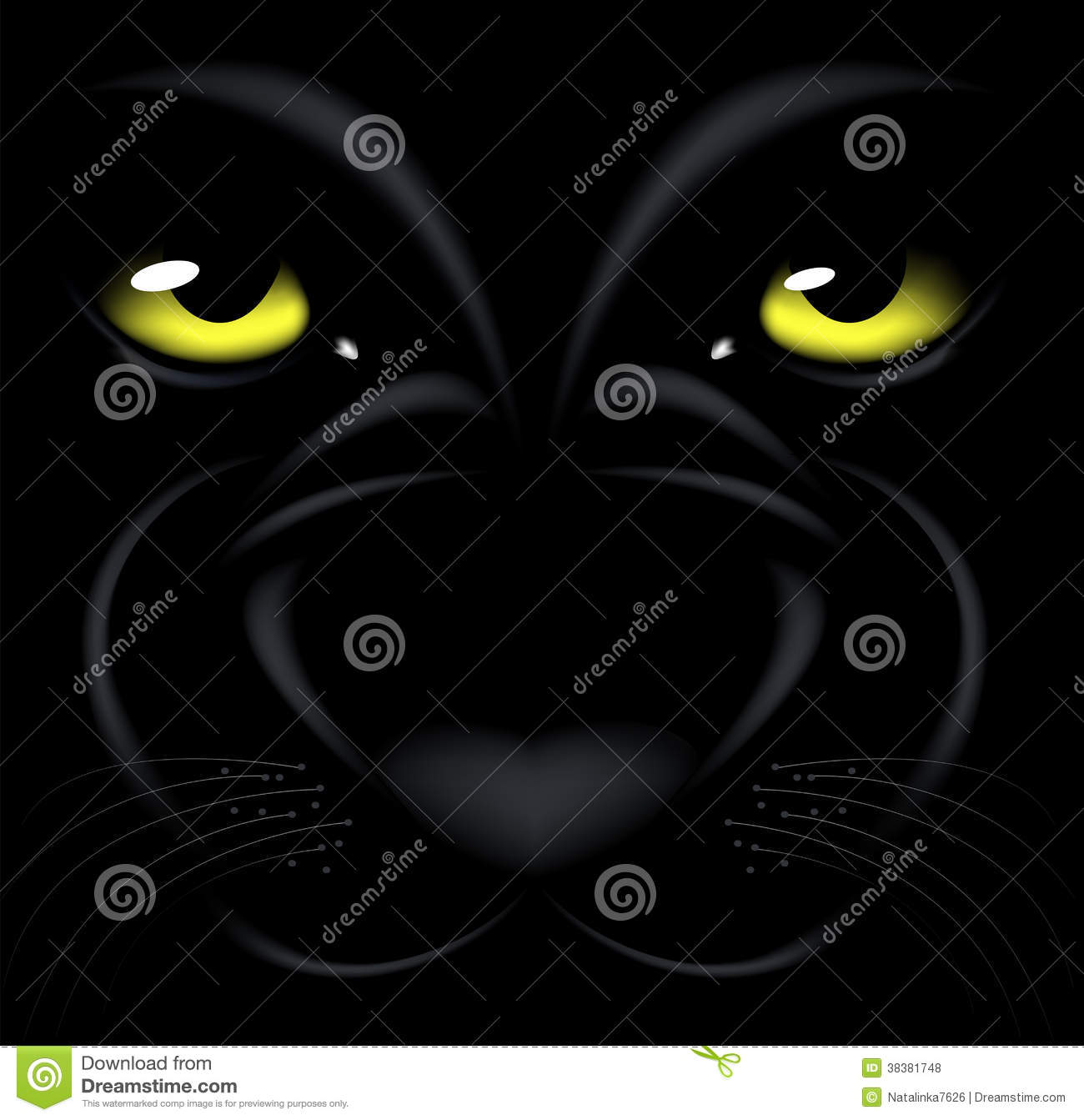 Beautiful Black Background With Yellow Eyes And Muzzle Panthers