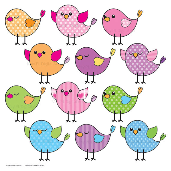 Clip Art Download Bird Clipart Pink Blue Purple Green Tweet Tweet Bird
