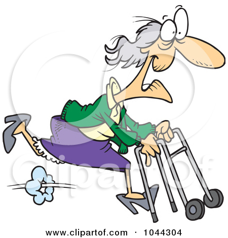 Old Lady With Walker Cartoon Cartoon Feisty Granny Running