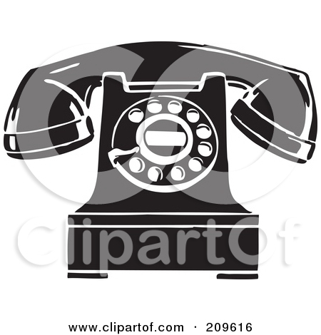 Clipart Illustration Of A Retro Black And White Desktop Telephone Jpg