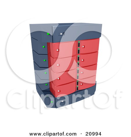 Clipart Illustration Of A Red Double Server Rack By 3pod  20994