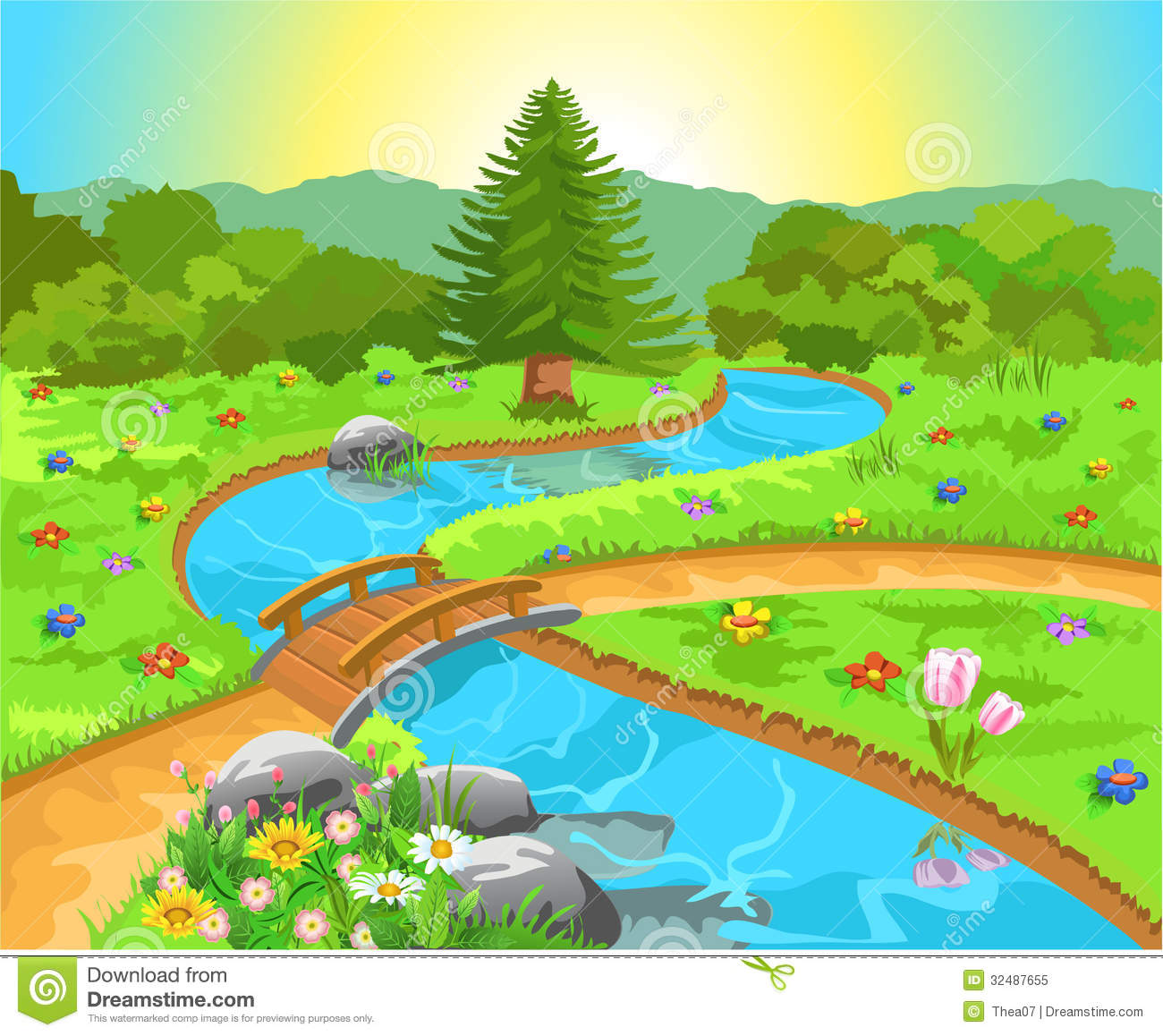 Nature Landscape With Water Spring Royalty Free Stock Photo Image #pozn6B - Clipart