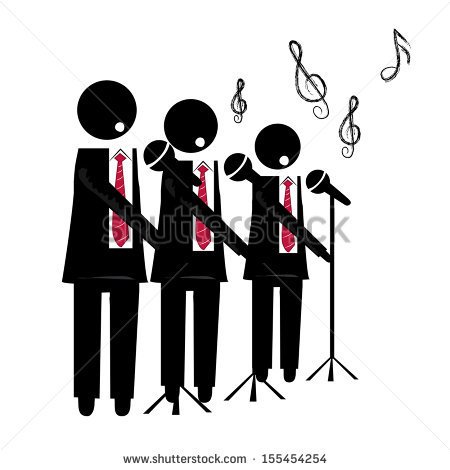 Of A Choir With Microphone Singing To The Background   Stock Vector