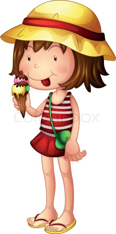 Child Eating An Ice Cream   Vector   Colourbox