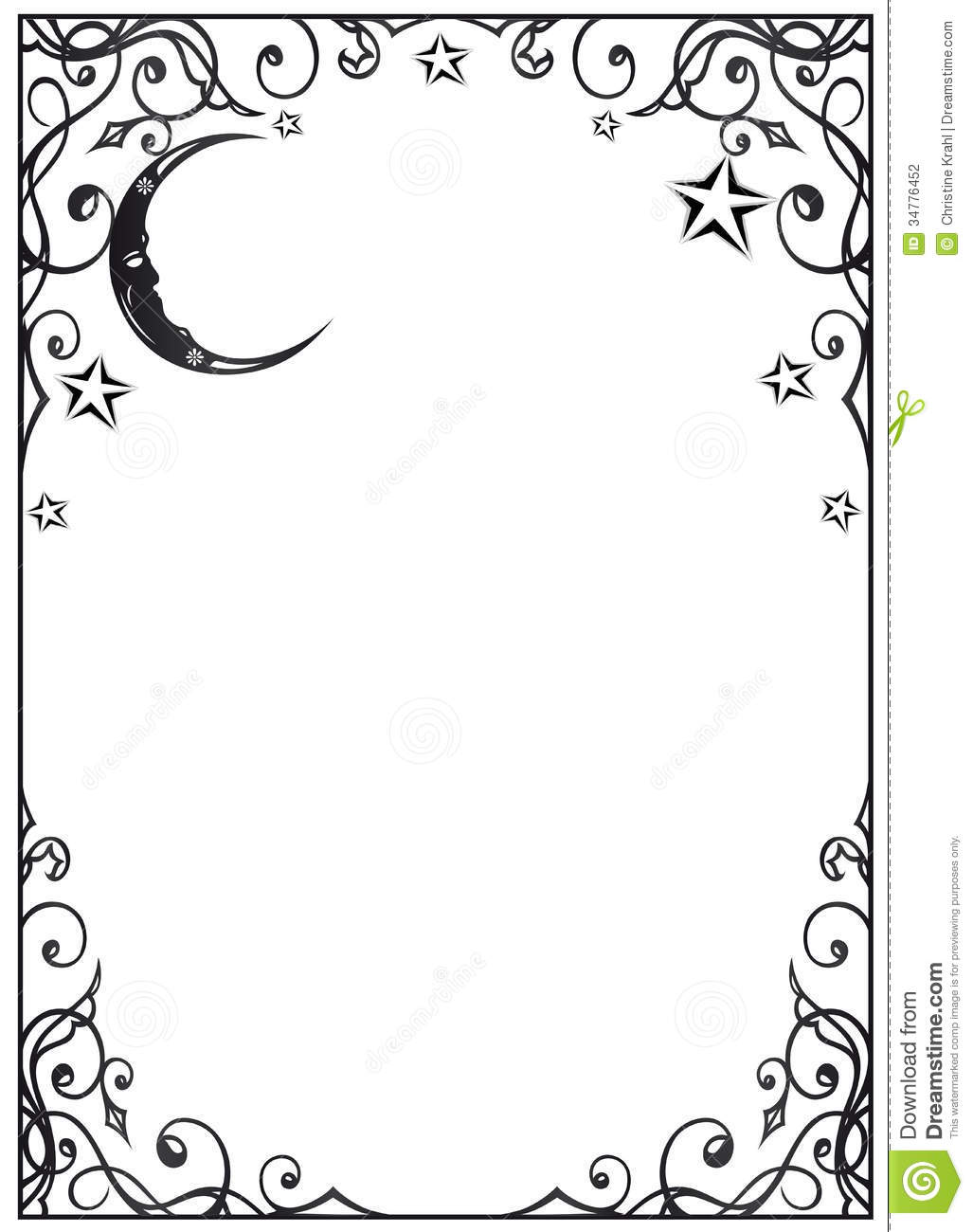 Filigree Frame With Moon And Stars
