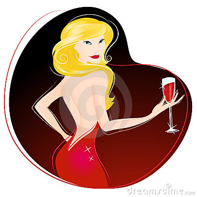 Woman Drinking Wine Vector Stock Photos   Image  10742693