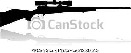 Vector Clip Art Of Sniper Scope Rifle Vector Black Isolated On White