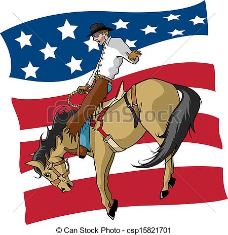 Vector Clipart Of Saddle Bronc Rider   Illustrated Saddle Bronc Rider