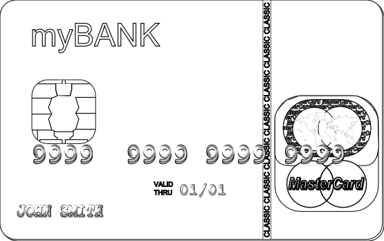 Mastercard Credit Card Black White Line Art Coloring Book Colouring