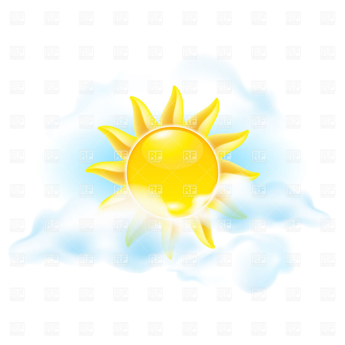 Sun And Clouds   Weather Icon Download Royalty Free Vector Clipart