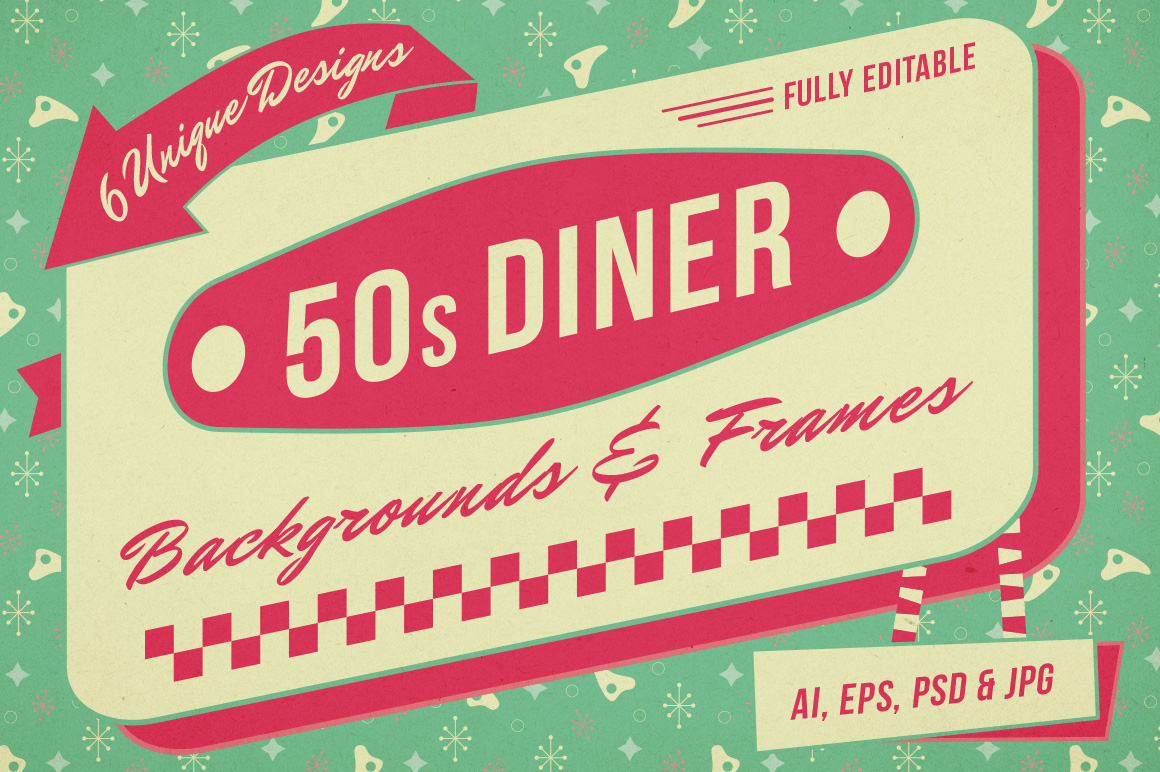 1950s Diner Backgrounds And Frames Vector Downloads