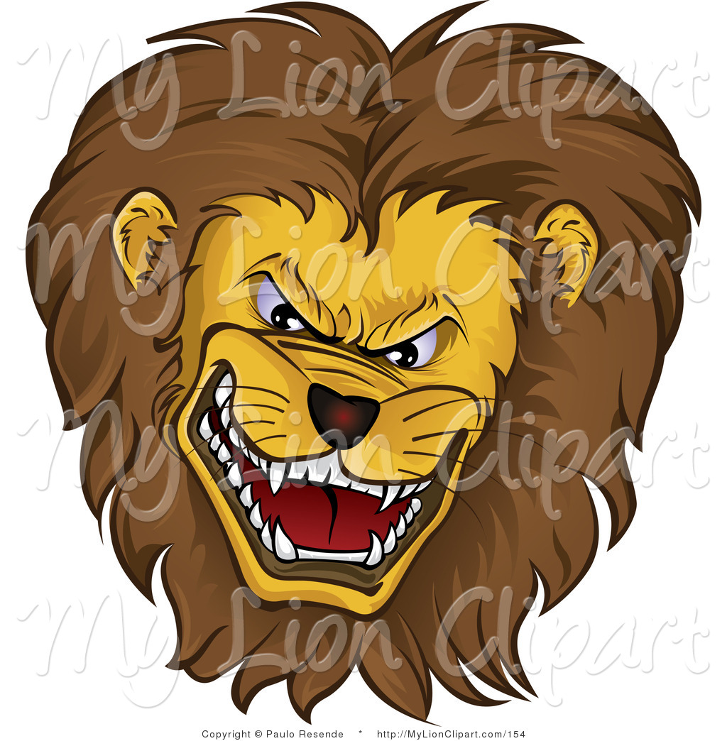 Clipart Of A Mean Growling Lion Head With A Thick Fluffy Mane By Paulo