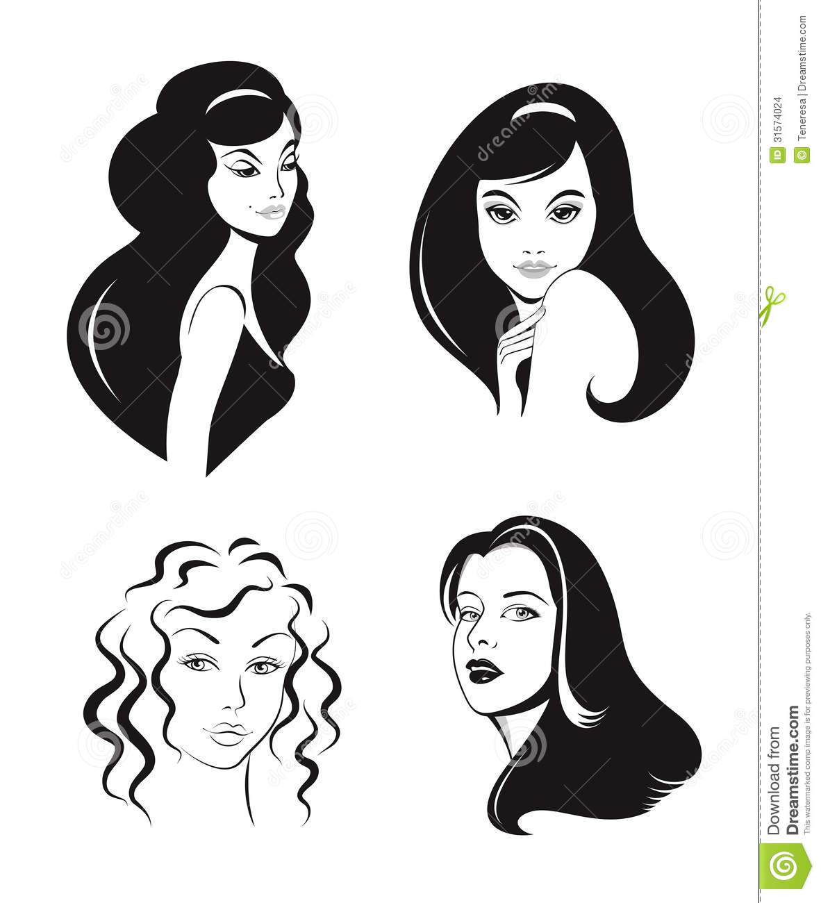 Faces Stock Vector Clipart Vector Illustration Of Black   Long