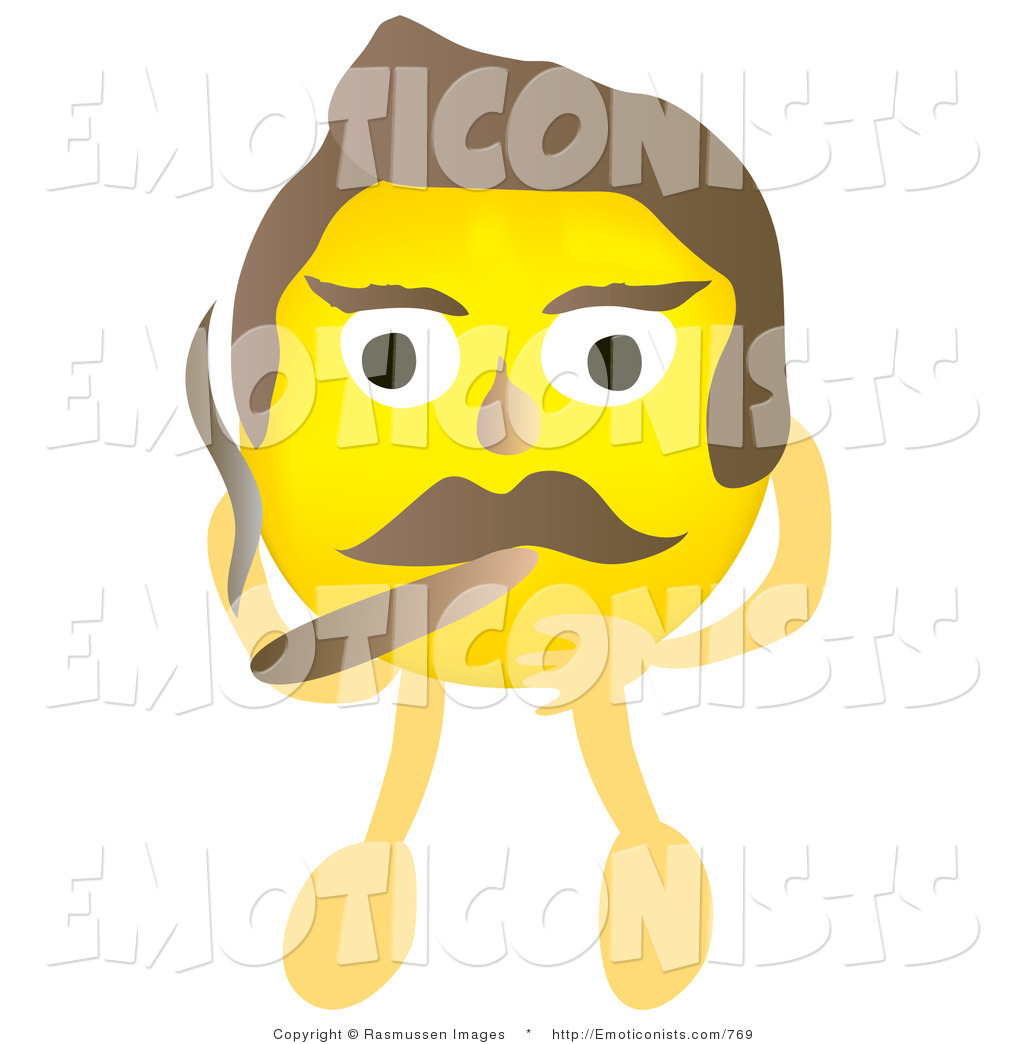 Larger Preview  Clip Art Of A Yellow Male Smiley Face With Sideburns