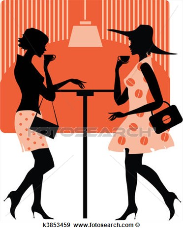 Clip Art   Ladies At Cafe  Fotosearch   Search Clipart Illustration