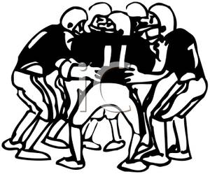 Football Players In A Huddle   Royalty Free Clipart Picture