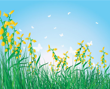 Home   Clip Arts   Free Vector Grass Flowers Isolated Sky Background