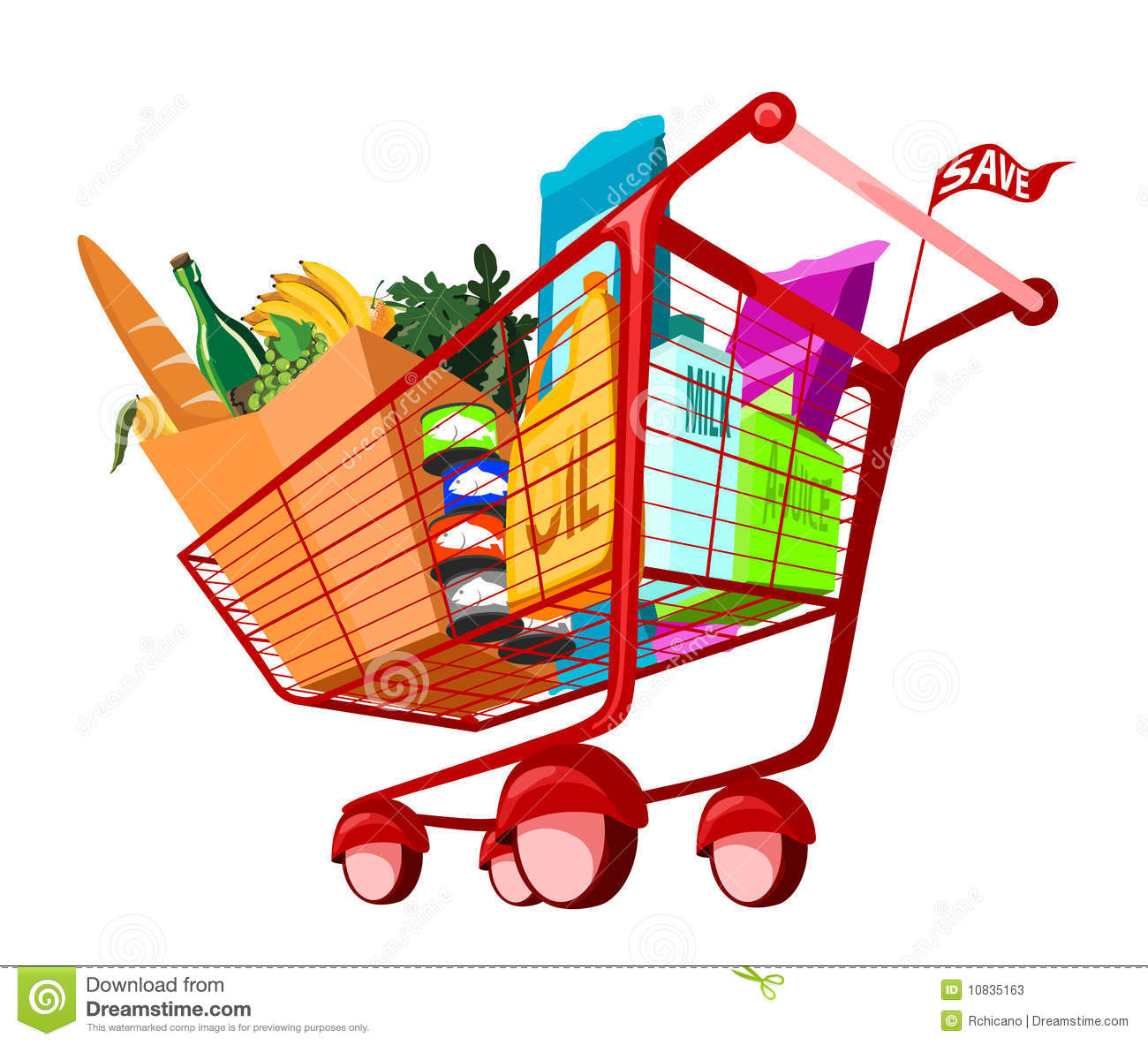 Grocery Cart Clip Art Groceries In Shopping Cart