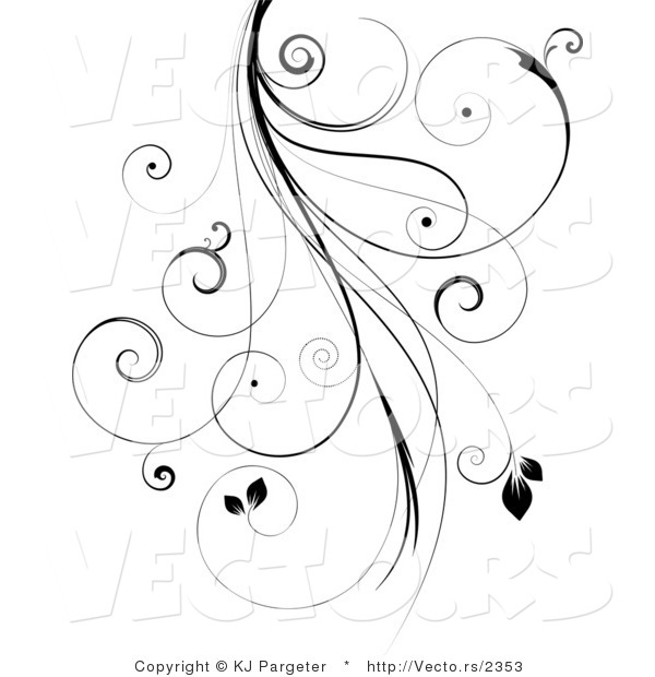 Vector Of Intricate Black Curly Vines With Leaves   Design Element By