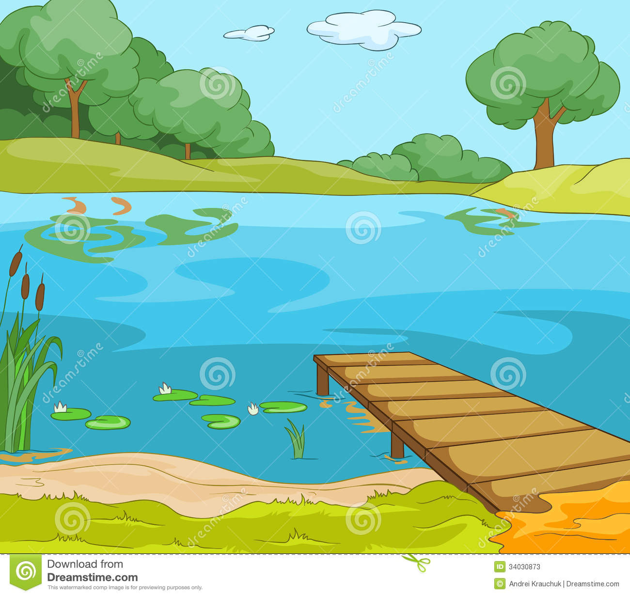 Lake Shore  Cartoon Background  Vector Illustration Eps 10