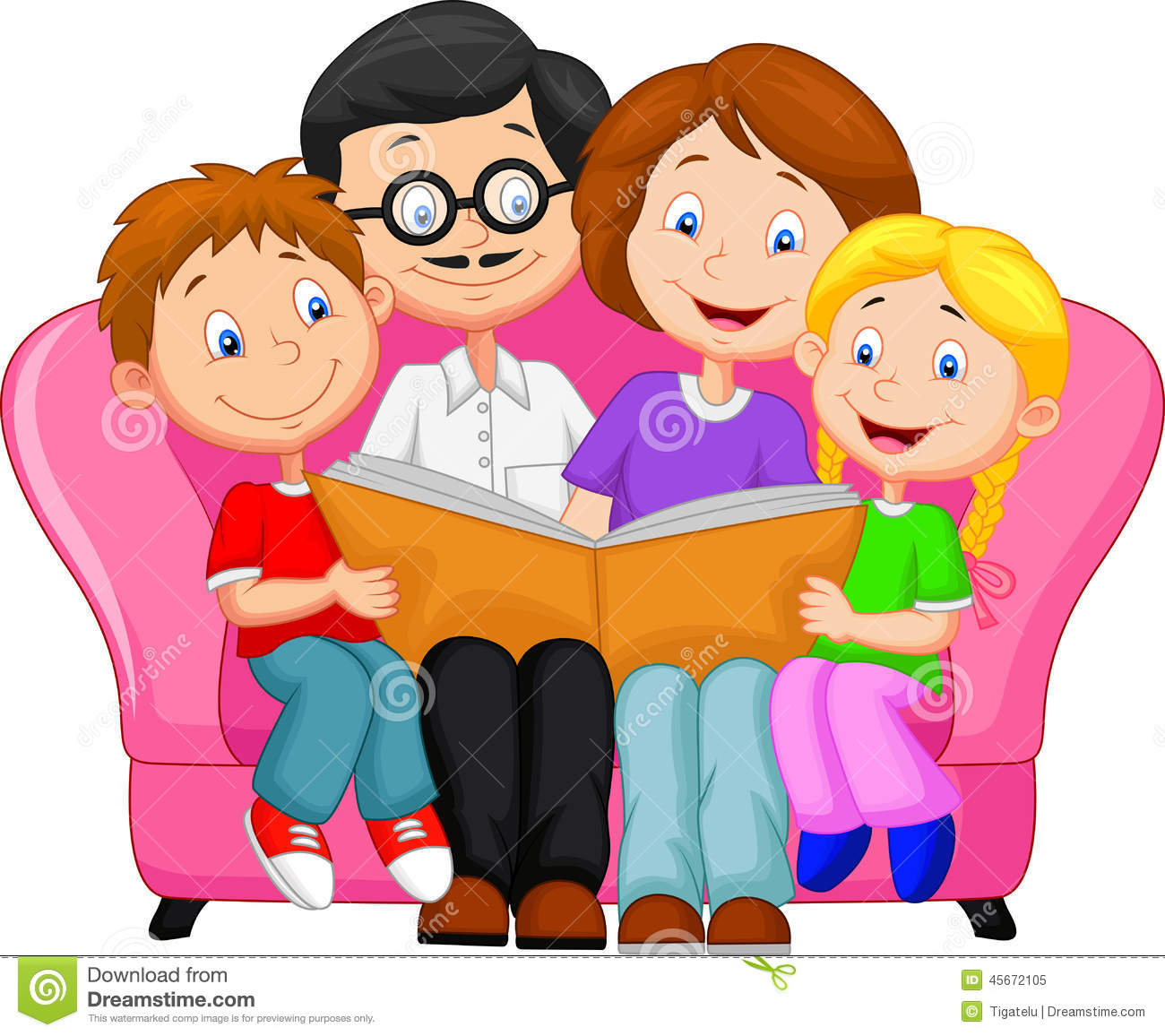 Happy Family Reading Book Stock Vector   Image  45672105