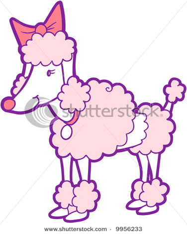 Of A Poodle With Pink Fur And A Pink Bow Standing In A Vector Clip Art