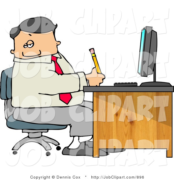 Job Clip Art Of A Businessperson Filling Out Paperwork At Wood