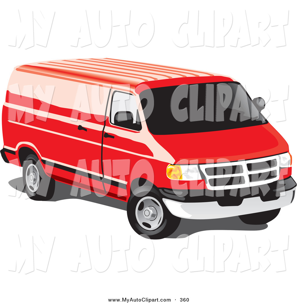 Larger Preview  Clip Art Of A Red Full Size Van With Tinted Windows