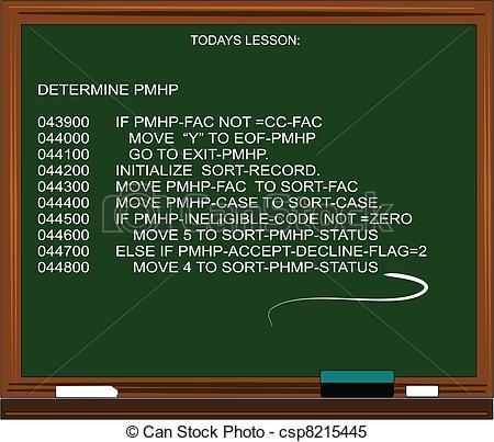 Clipart Vector Of Computer Code On Board   Computer Code On Blackboard