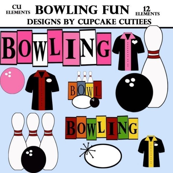 Bowling Fun Clip Art Collection Digital Clipart For Cards Invitations