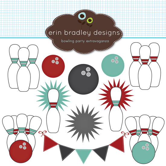 Features Bowling Pins Bowling Balls Starburst Shapes Banner Flags