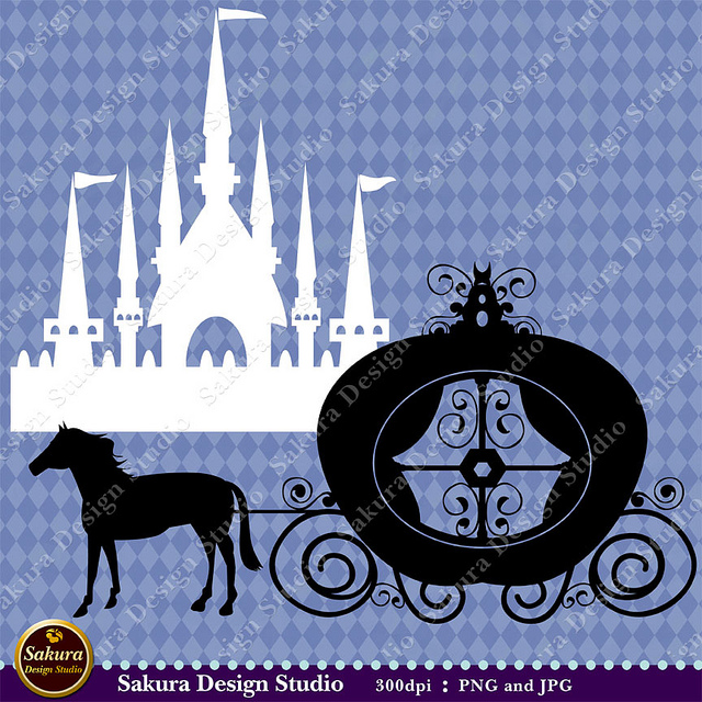 Cinderella Castle And Coach 2 Clip Art Scrapbooking Paper Crafts
