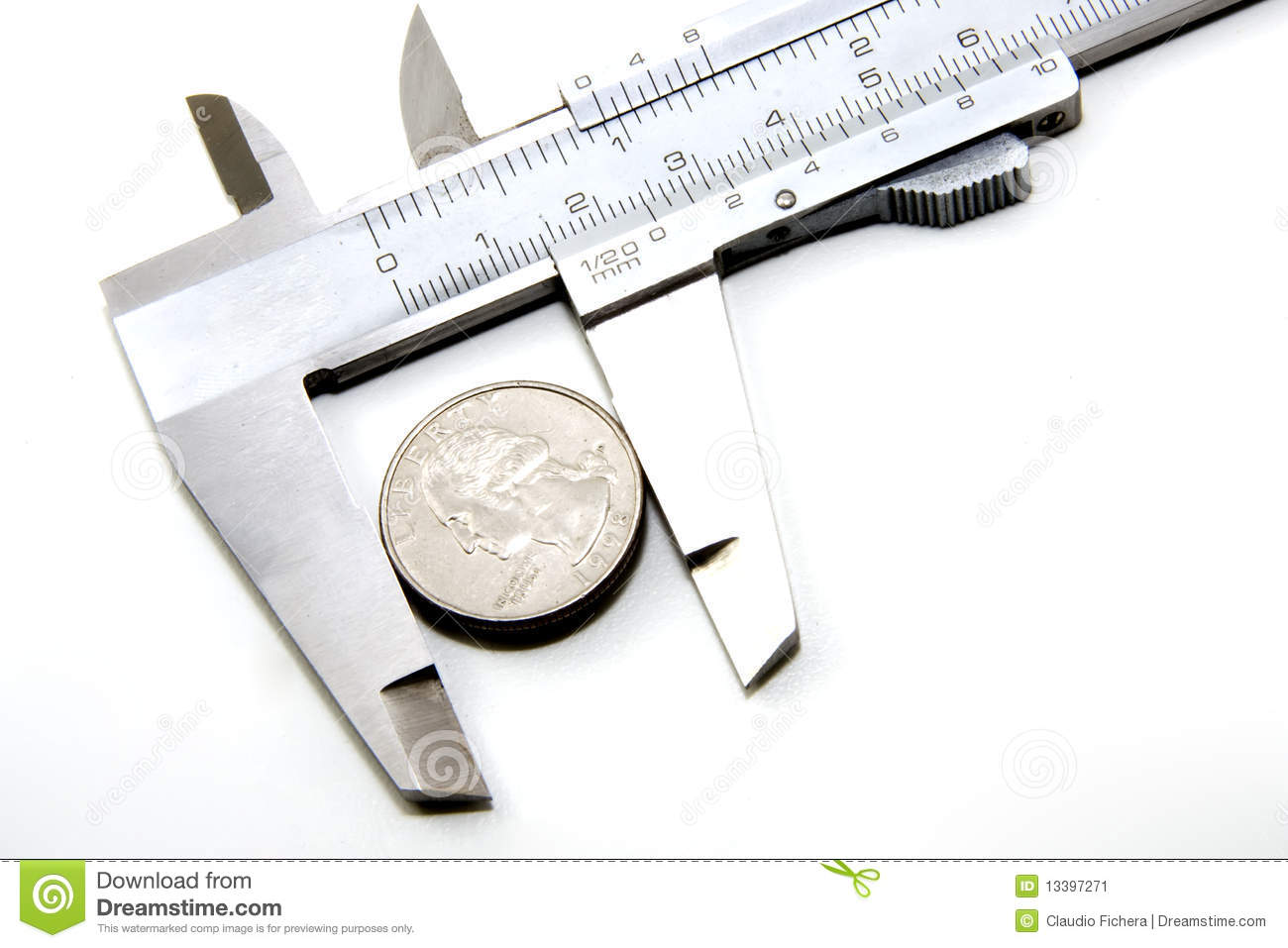 25 Cents In A Caliper  The Concept Of The Value Of 25 Cents