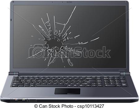 Of Cracked Laptop   Cracked Screen Laptop Csp10113427   Search Clipart