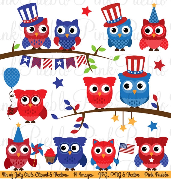 Fourth Of July Owl Clipart Clip Art Happy 4th Of July Owls Clipart