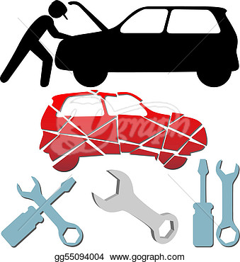 Clip Art Vector   Auto Repair Maintenance Car Mechanic Symbol Icon Set