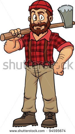 Cartoon Lumberjack Holding An Axe  Vector Illustration With Simple