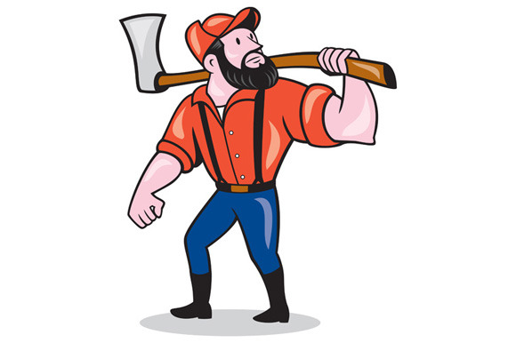 Lumberjack Holding Axe Cartoon   Illustrations On Creative Market